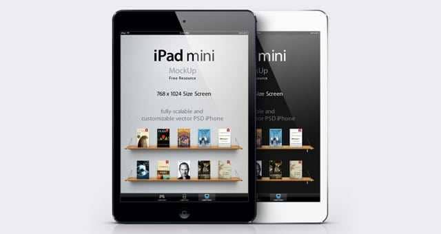 Mock-ups de productos apple en formato PSD 1 001 mini ipad black white mock up psd